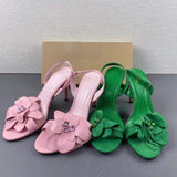 Flower Decorated Style Women Summer Sandals 2024 Ladies Heels for Women