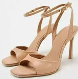 Women's Stiletto Heel Sandals Peep-Toe Slingback Ankle Strap Quality Ladies Sexy High Heel Pumps