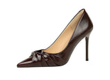 2025 Elegant Banquet Manufacturer Shoes 9.5CM Stiletto Pointed Toe Bow Tacones Sexy Women's High Heels