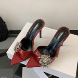 Luxury Rhinestone 2025 10CM New Style Women Shoes Sandals Slides Pumps Open Toe Slippers Heels