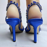Royal Blue/Green Party Shoes Sexy Design Fashion Slippers Zapatos Mules Summer Sexy Square Heels
