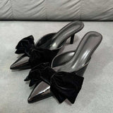 Bow Chaussures Escarpins 7CM Low Sandals Slippers Shoes Ladies Mules Heels