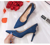Bride Chaussures a Talons Vert Tacones De Mujer Bling Rhinestone Elegant Women Wedding High Heels for Ladies Pumps Shoes
