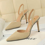 Hot Sale Stylish Women Rivet Slingback Heels Sexy Ladies Party Wear Shoes High Heel Fancy Sandals