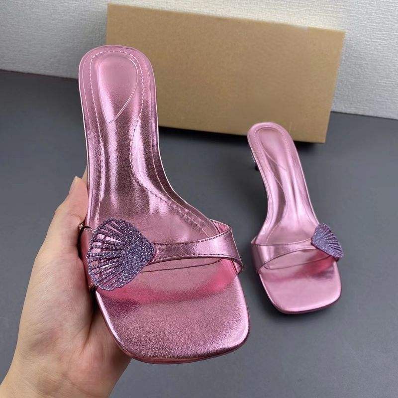 Zapatos Altos De Mujer Summer Pink Stiletto Slipper Mules Women Sandal High Heels for Ladies