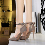 Chinese Mature Women Sexy High Heels 34-43 Newest Fashion Tacones De Mujer Diamond Trendy Sexy Ladies Stiletto Heels with Bow