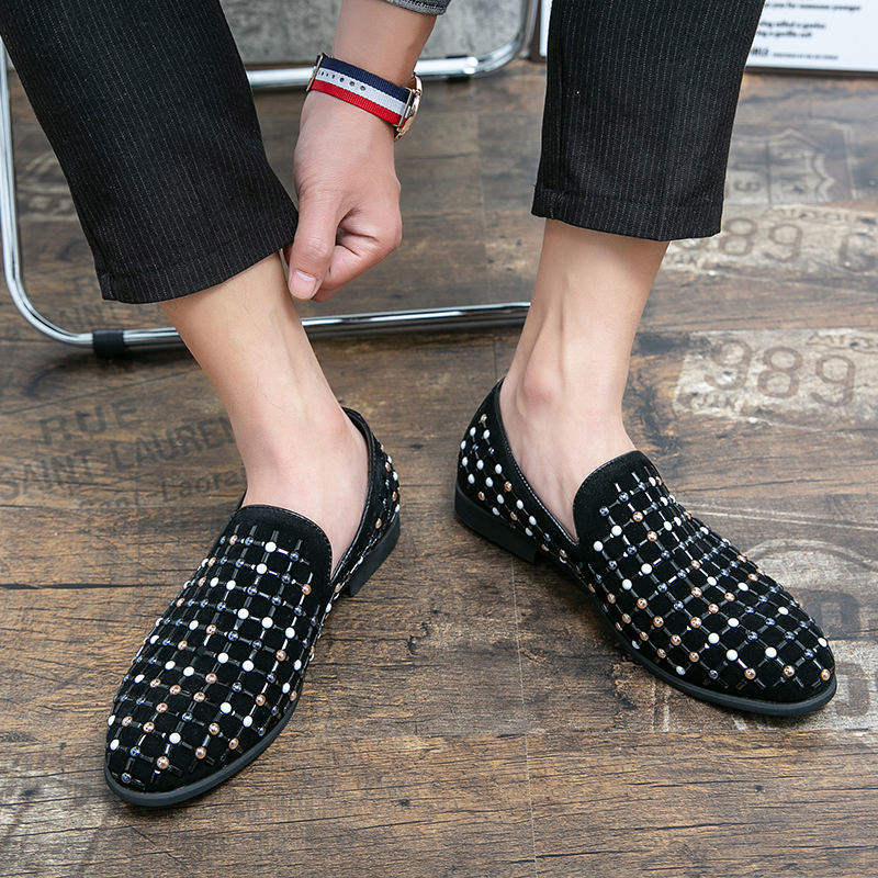 Rhinestone Upper Fashion Design Hot Selling Pointed Toe Durable Classic Dress Shoes Loafers
