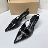 Black Sandalias Plastico Summer Sandal Shoes Slingback Kitten Women's Heels