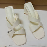 Summer Square-toe Slip-on Heeled Mules for Women Versatile & Comfortable Chunky Heel Sandals for Ladies
