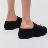 8CM/5CM Small Size 32 Sandalias Plataforma Height Increasing Black Silk Platform Women's Sandals