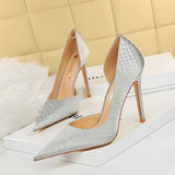 Hauts Talons Gold Color Elegant Lady Office Wear 2025 Fall Heel Trending Shoes Women's Pumps 10.5cm,super High (8cm-up) PU Silk