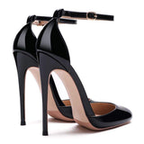 Custom Outsole and Insole Color Size 33-46 Talons Patent Leather Ankle Strap Stiletto Round Toe Party Pumps for Women