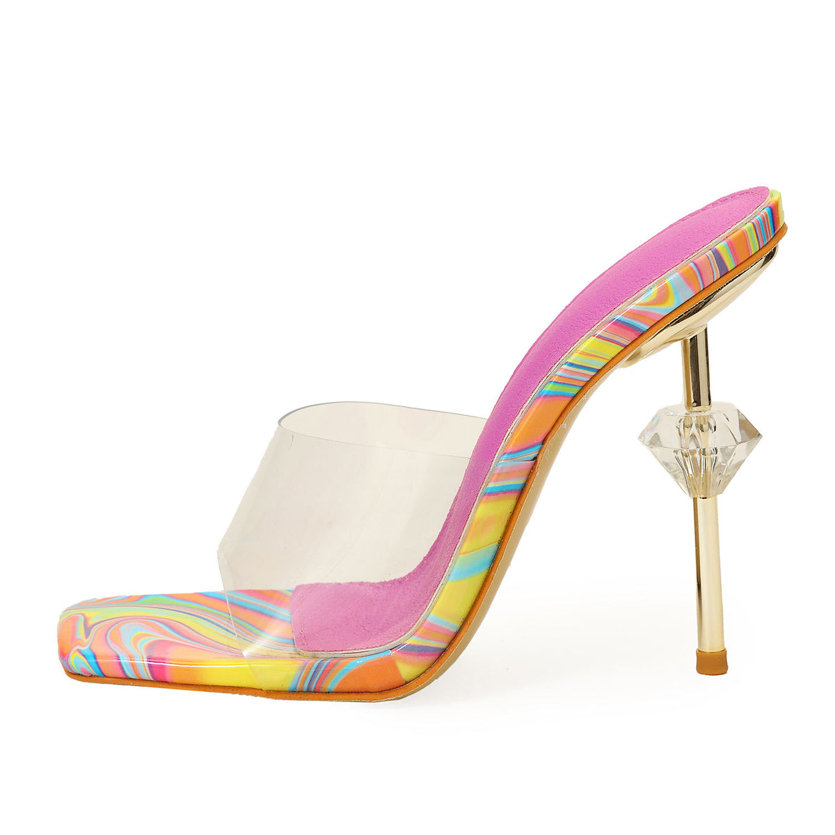 Unique Tacon Crystal Open Toe Fashion 2025 Transparent Clear Heels for Women