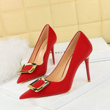 Talons Dames Luxury Buckle Pumps Big Tree Shoes Women Pink Heel for Ladies