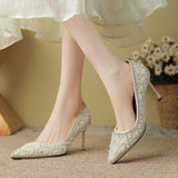 7CM Luxury Babouche Talon Pearl Fashion Wedding Party Slip on Pumps Mule Heel Shoes