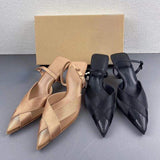 Chaussures Femme Sandales a Talon Sexy Brown Slingback Pointy Toe 2025 Luxury Heels for Women