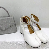 Women's Split-Toe Pig Hoof Shoes Ladies Block Heel Pumps Elastic Band Niche-Designed Horseshoe Quality High Heels