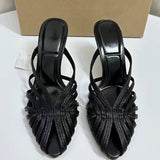 Closed-Toe Gladiator Heeled Sandals Women Niche Retro Style with One-Strap Buckle, Ladies Sexy Summer Outdoor Shoes