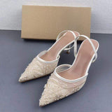 Summer Talons Pointy Toe Sandals New Elegant Styles Mesh Heels for Women