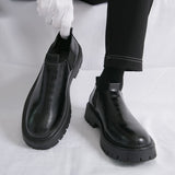 Height Increasing Thick Sole Dress Shoes Round Toe Formal Business Wedding Loafers Classic Men Slip on