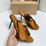New Style Women's High Heels Sandals - Slim Heel, Bow Accent, Open-Toe, Trendy Sandal Slippers for Elegant Ladies