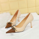 Fashion Sandalias De Tacon Chain Sexy Pretty Office Shoes Girl Women High Heels