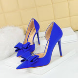 Best Seller Designer Purple Fashion 2025 Sweet Pointed Toe Bows Stiletto High Heels for Ladies