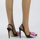 Haut Talons Trendy Color Sexy Slingbacks Pink Bow Heels for Ladies