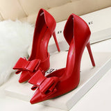 2025 New Bowknot Design Women Girl Sweet Stilettos Pointed Toe High Heel Pump Shoes for Ladies