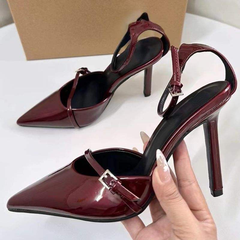 Luxury Talons New Glossy Fashion Pointy Toe Slingback Red Heels for Women