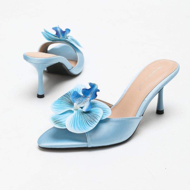 Outdoor Summer Fashion Chaussure Femme Sandales Luxe Slides Flower Fashion Shoes Kitten Heels for Ladies