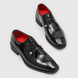 Men Black Patent Leather Dress Shoes High Shine Red Lining Crystal Studded Formal Oxfords Wedding Party Fashion Footwear