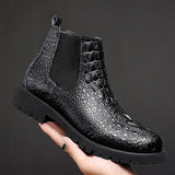 Men's Chelsea Boots with Quality Chimney Style, British Retro Genuine Leather Ankle Boots