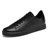 New Mens Genuine Leather Sneakers Minimalist Black White Casual Shoes Low Top Comfortable Walking Footwear for Office Daily Wear
