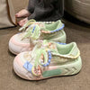 Basket Femme Chic Thick Sole Running Shoe Pink/Green Chunky Platform Women Sneakers