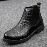 Men's Chelsea Boots with Quality Chimney Style, British Retro Genuine Leather Ankle Boots
