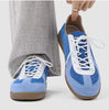 Men Blue Suede Retro Sneakers Gum Sole Casual Walking Shoes Patchwork Training Footwear Lightweight Comfort Sports Sneakers