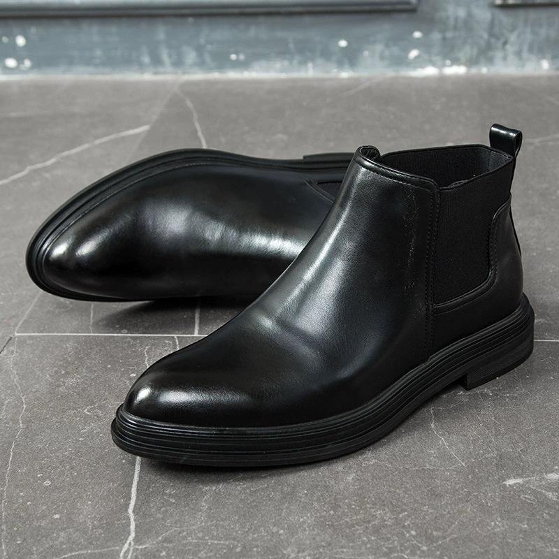 Quality Ankle PU Leather Chelsea Boots Comfortable Durable Classic Design Men Dress Shoes