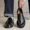 Classic Men Tan Faux Suede Penny Loafers Slip on Casual Shoes Comfortable Moccasins for Business Casual Dress and Daily Walking
