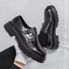 Vintage Brown Print Men Dress Shoes Double Monk Strap Chunky Lug Sole PU Leather Burnished Toe Casual Oxfords