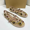 Round-Toe Mesh Women's Flats Ballet Shoes with Green Floral Embroidery Beautiful Quality Cute Walking Shoes