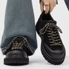 Mens Suede Leather Hiking Sneakers Retro Gorpcore Outdoor Shoes Contrast Toe Cap Casual Walking Shoes Coffee Brown