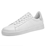 New Mens Genuine Leather Sneakers Minimalist Black White Casual Shoes Low Top Comfortable Walking Footwear for Office Daily Wear