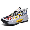 Dark Glowing High Top Basketball Shoes Non-Slip Rubber Sole Cushioned Support Flame Design Breathable Mesh Comfortable Autumn