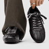 Men Black Derby Sneakers Classic T Toe Design Minimalist Casual Shoes Comfortable Lightweight Fashion Urban Trainers