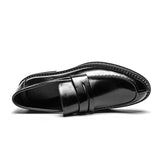 Round Toe PU Leather Slip on Formal Shoes Grey Men Loafers Dress Shoes