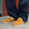 Mens Genuine Leather Suede Loafers Penny Slip on Driving Shoes Casual Business Lightweight Comfort Flats Beige Khaki Tan