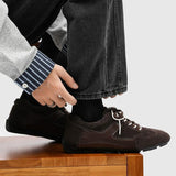 Men Black Derby Sneakers Classic T Toe Design Minimalist Casual Shoes Comfortable Lightweight Fashion Urban Trainers