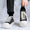 Men Chunky Platform Sneakers Black White Oversized Sole Fashion Streetwear Casual Shoes Round Toe Thick Bottom Lace up Trainers