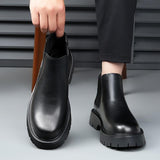Winter Boots Quality Cowhide Leather Chelsea Ankle Boots Classic Handsome Men Dress Shoes